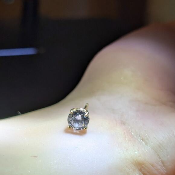 925 Sterling Gold Tone CZ Stud Single Earring - Picture 3 of 4